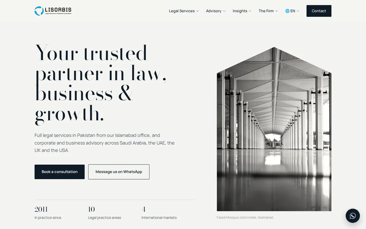 LISORBIS website homepage on desktop
